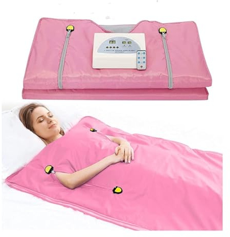 Couverture de Sauna chauffante for le corps, amincissante, professionnelle, numérique, 2 zones, pondérée, for femmes, perte de poids,Séances de sauna à domicile(Pink)