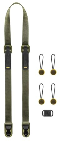 Peak Design Leash Camera Strap, Kelp, Configurable as a Sling, Neck, Shoulder Strap or Safety Tether, Adjustable, Compact, Quick Release, Camera Straps for Photographers, 200 lb Capacity