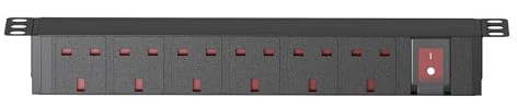 FlexiSpot Extension Lead Surge Protection 6 Way Outlets, 13A Desk Power Strip with Switch, Multi Socket Extension Cable UK Plug for Home and Office (3M, Black)