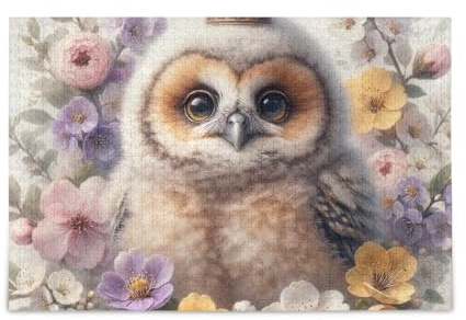 Niedliche Eule und Blumen Puzzles Jigsaw Puzzle Herausforderung Puzzles für Erwachsene 500 Teile