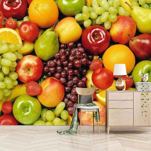 XLMING Simplicité Relief Fruits Créativité Art 3D Papier Peint Luxe Décoration Manger Adulte Intérieure Salon Canapé Chambre Fond TV Mur-300cm×210cm