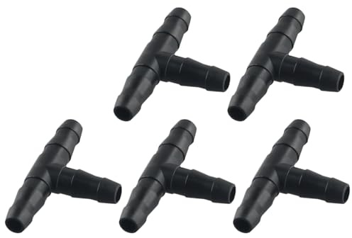 Lot de 50 raccords en T barbelés en plastique pour tuyau d'irrigation goutte à goutte de 4 mm et 7 mm – Joint de raccordement d'eau pour arroseur de jardin