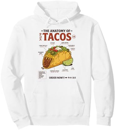 Anatomía de Tacos Retro Comida Japonesa Estética México Sudadera con Capucha