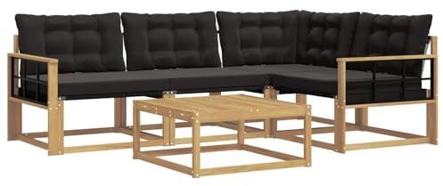 vidaXL Outdoor-Sofagarnitur 5 pcs Weiß und Schwarz 79 x 79 x 37 cm, Moderne Garten-Sofa-Garnitur, langlebige Möbel, schicker Akazienholz-Sitz, Bequeme Terrassen-Lounge