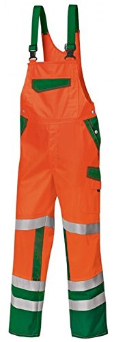 BP 2011-845-8574-50s Latzhose, Stretch-Hosenträger mit Clipbefestigungen, 270,00 g/m² Stoffmischung, Warnorange/grün, 50s