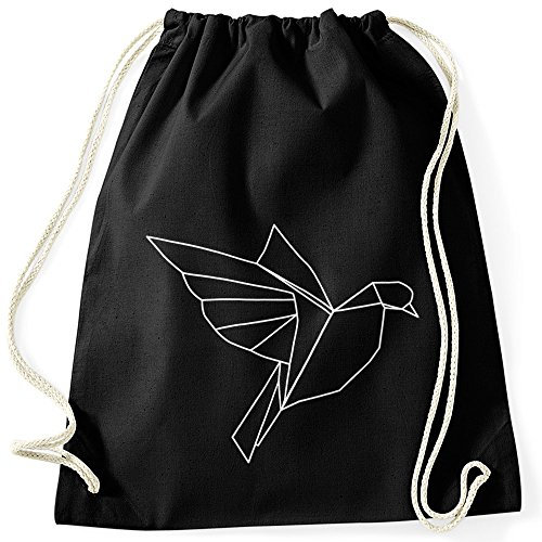 MoonWorks Turnbeutel Polygon Origami Vogel Bird Sportbeutel Gymsac schwarz Unisize