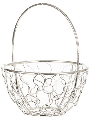 URBNLIVING Small Round Silver Wire Mesh Basket