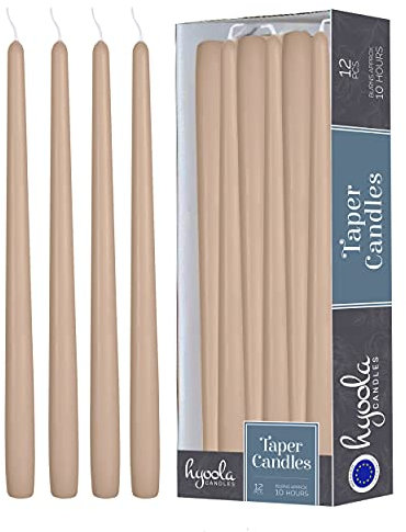 Hyoola Stabkerzen - 30 cm Sahara Beige, Tropffreie Tafelkerzen - Kerzen Lange Brenndauer 10 Stunden - 12er Pack