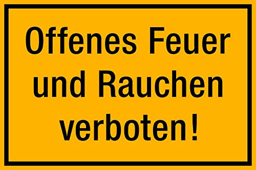 Offenes Feuer und Rauchen verboten Schild 300 x 200 mm 1,5mm dick