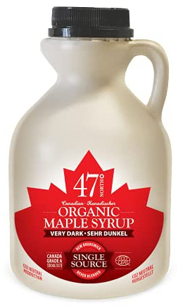 47° North Kanadischer Bio Ahornsirup Very Dark, 500 ml, Single Source, Grade A, glutenfrei, vegan, organic Maple Syrup, kräftiger Geschmack für Pancakes & mehr