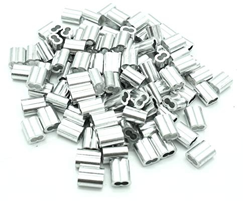 100pcs 1.5mm Aluminum Double Ferrules Sleeves Crimping Loop Sleeve for Wire Cable Rope Hanging