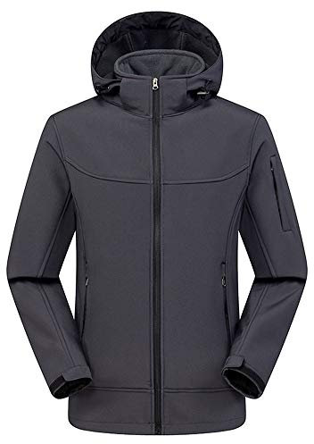 Homme/Femme Hiver Imperméable Coupe-Vent Sports d'extérieur Veste Softshell Doublure Polaire Vestes de Ski à Capuche Hommes Gris L