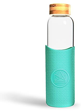 Neon Kactus Glass Water Bottle | Reusable Made with Borosilicate Glass | Travel Water Bottle | For Hot & Cold Drinks | Durable, Leakproof, Non-Slip & Dishwasher-Safe | Free Spirit, 550ml