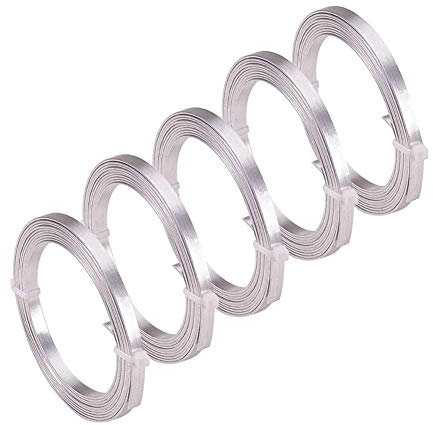 Filo piatto 5 mm in alluminio argento 5 rotolo largo flessibile metallo artistico perline filo per fai da te scultura e artigianato