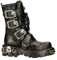 New Rock M.391-S18 Stivali Unisex Neri e Argentati Metallizzati Stile Motociclista Gotico Punk 38