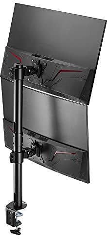 AVLT 38 Vertical Ultrawide Monitor Mount Stand Two Stacked 26.5 lbs Screens on Heavy-Duty Pole Save Workspace with Fine-Tune Height Tilt Swivel Rotate Adjustment C-clamp and Grommet Mounting Base