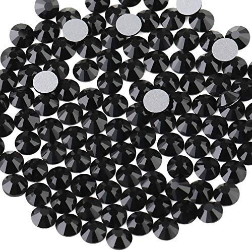 Beadsland Flat Back Crystal Rhinestones,Black,SS6/1440pcs,1.9-2.1mm | Black Glass Rhinestone,Glue Fix,Round Gems,for Nail Art,for Craft