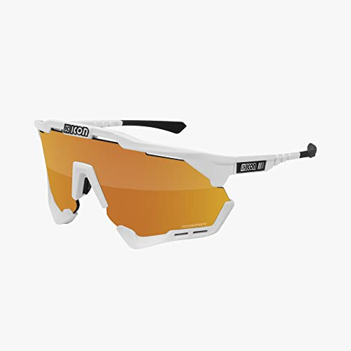 SCICON AEROSHADE White Gloss Mir Bronze - Shield Sonnenbrille - Unisex-Erwachsene - Modern - Outdoor-Sport, Triathlon, Straßenradfahren