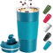 Coffee Cup, Vacuum Reusable Leakproof Double Wall Coffee Cup, Insulation Stainless Steel Eco-Friendly Travel Office Mug for Hot Coffee Tea and Cold Drinks, 17oz/500ml, Blue