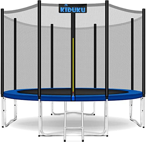 KIDUKU® Trampolino, Tappeto Elastico per Giardino Ø 427 cm | Set Completo con Rete di Sicurezza, Scaletta, Copertura, Ancoraggi e Accessori | Trampolino Elastico per Bambini