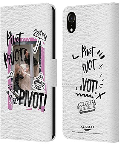 Head Case Designs Licenciado Oficialmente Friends TV Show Pivot Doodle Art Carcasa de Cuero Tipo Libro Compatible con Apple iPhone XR