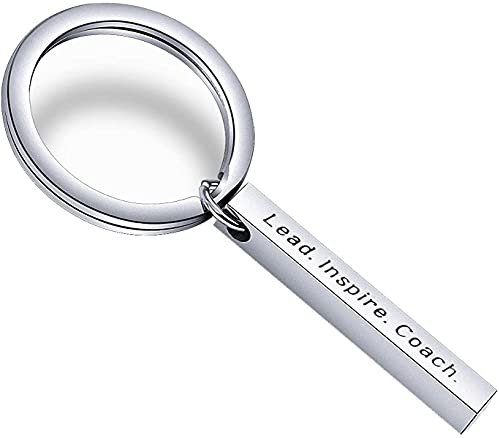 Coach Gift Lead Inspire Coach Schlüsselanhänger Dankeschön Geschenk für Cheer/Fußball/Baseball/Volleyball/Track Coach Sport Geschenk, S, Edelstahl,