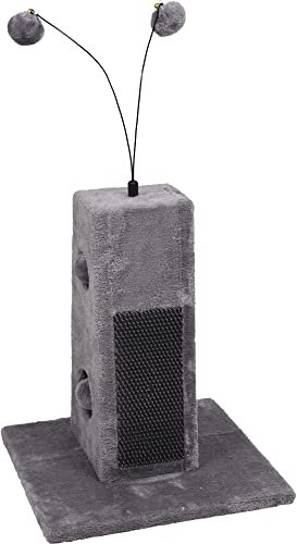 Flamingo Kratzbaum Lara – Grau/Dunkelgrau/Natur | Kompakt, Stabil & Gemütlich für Katzen!