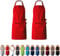 EllaTex DOPPELPACK Damen/Herren/Unisex Schürze Kochschürze Kellnerschürze Bistroschürze Küchenschürze Grillschürze Latzschürze 100% Baumwolle, Farbe: 2er PACK Rot