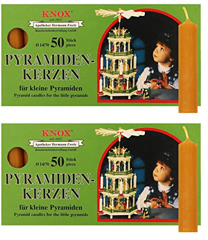 OLShop AG Knox Pyramidenkerzen Natur, 2er Pack (2 x 50 Stück), Größe: ca. 14 x 70 mm Weihnachtskerzen
