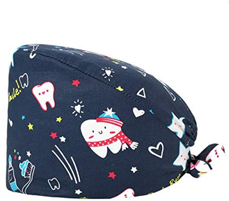 Dressin Op Haube Unisex Krankenschwestern Zahnärzten Tierärzten Chirurgie Bouffant Kappe Op-Kopfbedeckung Aufdruck Chirurgische Hut Verstellbar Caps One Size Fluffy Turban Hat