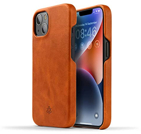 NOVADA Genuine Leather Case for iPhone 14 - Compatible with MagSafe - Tan