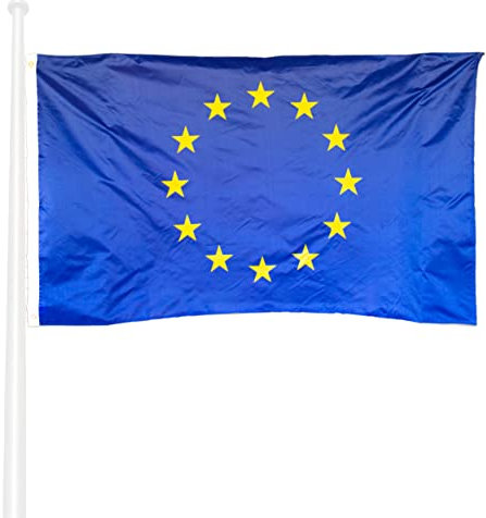 KliKil Drapeau de European Union - Grand drapeau en polyester résistant de 150x90 cm avec œillets en métal, idéal pour les célébrations comme Europe Day, May 9th, The Flag of Europe