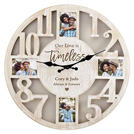 Personalization Universe Our Love is Timeless Personalized Picture Frame Wall Clock - White