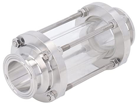 Mirilla en Línea, Prevención de óxido Máximo PN6 Mirilla Sanitaria Resistente Acero Inoxidable 304 con Extremo de Abrazadera para Industrias Alimentarias (Tubo de flujo de 38 mm/1,5 pulg. DE)