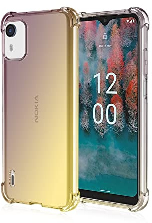 Topme Hülle für Nokia C12 (6.3 Inches), Handyhülle aus Weichem TPU Silikon, Transparent, mit Farbverlauf - Schwarzes Gold