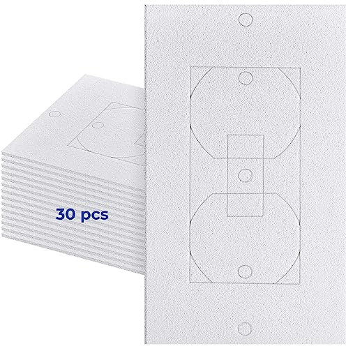 Lot de 30 isolateurs d'isolation murale pour prises électriques, joint en mousse EVA pour mur, lumière, couvercle de prise de courant d'interrupteur, compatible avec bascule à bascule duplex (lot de