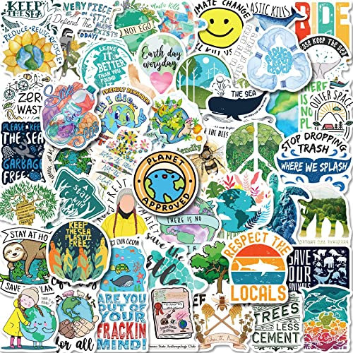 50Pcs Umweltschutz Aufkleber, Natürliche Umwelt Earth Day Aufkleber für Wasserflaschen, Laptops, Handys, Skateboards