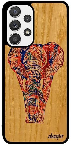 Coque Bois Telephone A33 Silicone Elephant Ethnique Tribal Noir Solide Multicolore Pas Cher Smartphone Cadeau Pastel pour Samsung Galaxy