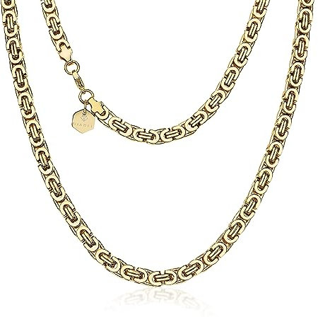 DJADEE Emprise Herren Kette Königskette Gold vergoldet 24 Karat Byzantine Kette Edelstahl Wasserfest 24 KGP gestempelt (55)