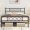 costoffs King Bed Frame, Slatted Metal Bed Base with Cross-design Headboard & Footboard, Underbed Storage Space, Solid Iron Mattress Foundation, No Box Spring Needed, Black