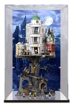 Acryl-Vitrine für Lego Harry Potter 76417 Zaubererbank, Vitrine, Schützen und Dekorieren Modell mit staubdichter Aufbewahrung (Hintergrund B)