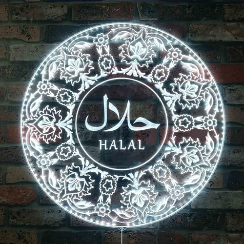 ADVPRO Halal Food st06s22-fnd-i0063-c RGB-dynamisches Glam-LED-Schild, Cut-to-Edge-Form, intelligente 3D-Wanddekoration, mehrfarbig, dynamische Beschilderung