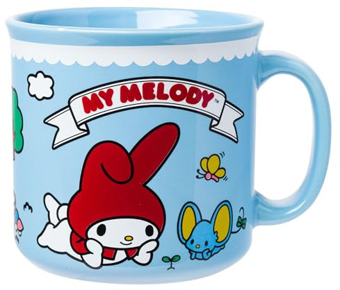 Silver Buffalo Sanrio Hello Kitty and Friends My Melody and Flat - Taza de cerámica con diseño de campista, 20 onzas
