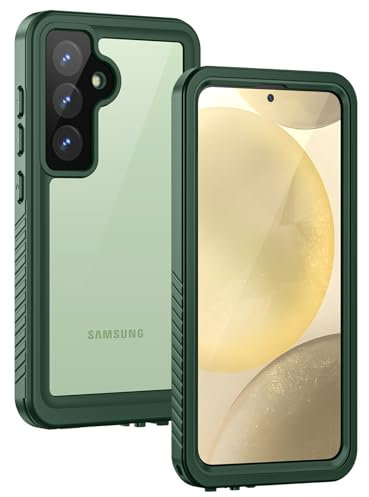 Lanhiem Coque pour Samsung S24, [IP68 Étanche & Antichoc] 360 Protection Integrale Double Renforcé Waterproof Etui Antipoussière Incassable Housse Compatible avec Samsung Galaxy S24 (6.1''), Vert
