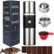 Moulin à Café Portable,Cafetière électrique,Machine Expresso Portable,Mini Machine à Café en Acier pour Domicile Bureau Voyage Camping,Épaisseur de Café Réglable,Cadeaux de Noël Femme Homme