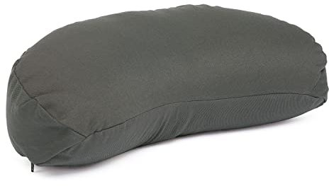 Bodhi Meditationskissen Halbmond Mini | Yogi MOND ECO | 100% Bio-Baumwollbezug | Yogakissen halbmondförmig mit Buchweizenfüllung | Halbmondkissen für Yoga & Meditation | Anthrazit