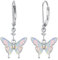 Schmetterling Ohrringe Mädchen 925 Sterling Silber Opal Ohrringe Schmetterling Opal Schmuck Geschenk für Frauen Tochter Ehefrau (Leverback-white)