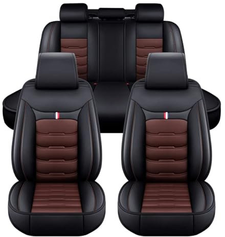 LECREA Auto Sitzbezüge Set für FIAT Seicento Siena Stilo Tipo UNO Ulysse Viaggio, Allwetter PU Leder Autositzbezüge, 5 Sitzer Autositzschoner Vorne und Hinten, Wasserdicht und Verschleißfest