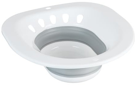 Relaxdays Bain de siège pour Soins intimes, Bidet de Toilette, Amovible, HLP : 12x36x39 cm, en Plastique, Blanc/Gris