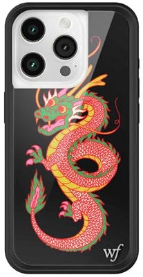 Wildflower Hüllen – Year of The Dragon Hülle, kompatibel mit Apple iPhone 15 Pro, Grün, chinesisches Neujahr, trendig, schützender schwarzer Stoßfänger, 1,2 m Falltest-Zertifiziert, kleines